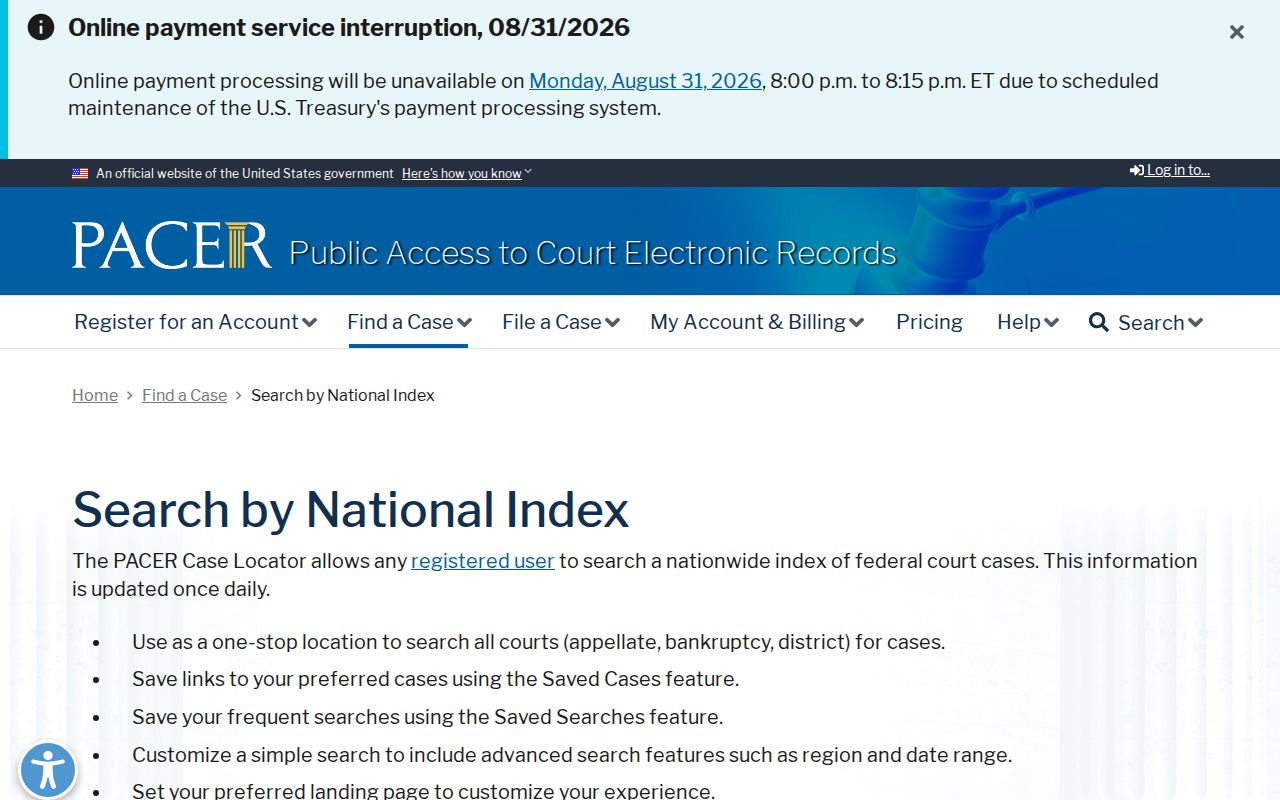 Walthall County court case records PACER nationwide case locator
