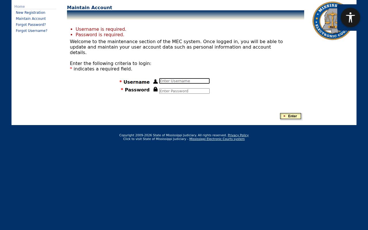 Walthall criminal court docket PAMEC public login page