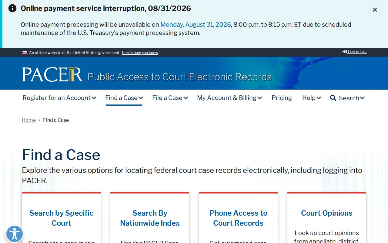 Walthall County docket search PACER federal case search options